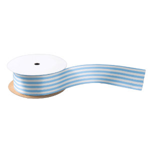 DIY-kleuren Thin Multi Stripes - Sky Blue White Satijnen Lint