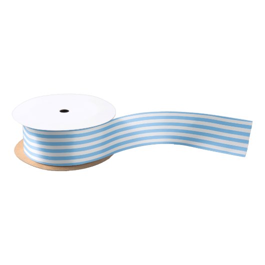 DIY-kleuren Thin Multi Stripes - Sky Blue White Satijnen Lint (Spoel)