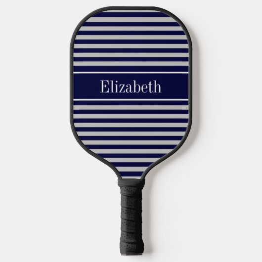 DIY-kleuren Thin Stripes Navy Blue Ribbon Gray BG  Pickleball Paddle (Voorkant)