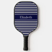DIY-kleuren Thin Stripes Navy Blue Ribbon Gray BG  Pickleball Paddle (Achterkant)