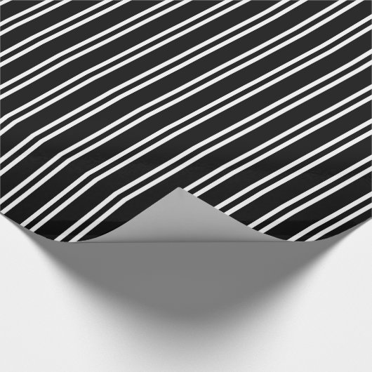 DIY-kleuren Uneven Stripes SV Black White Cadeaupapier (Hoek)