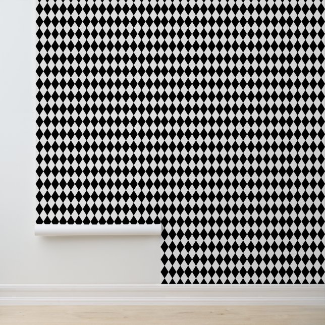 DIY Kleuren Verticale Harlekijn Diamant Zwart Wit Behang (Applicatie)