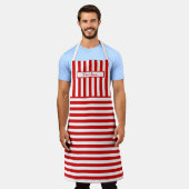 DIY Kleuren Verticale Horizontale Streep Rood Wit Schort (Gedragen)