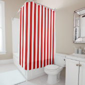 DIY Kleuren Verticale Streep NL #0 Rood Wit Douchegordijn (In situ)