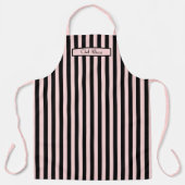 DIY Kleuren Verticale Streep Zwart Bord Roze Schort (Voorkant)