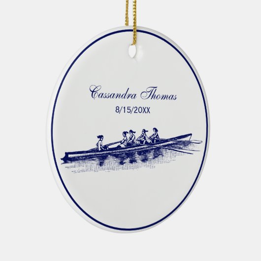 DIY Kleuren Vrouwen Roeiers Crew Team Blauw Keramisch Ornament (Rechts)