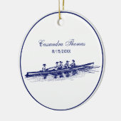 DIY Kleuren Vrouwen Roeiers Crew Team Blauw Keramisch Ornament (Links)