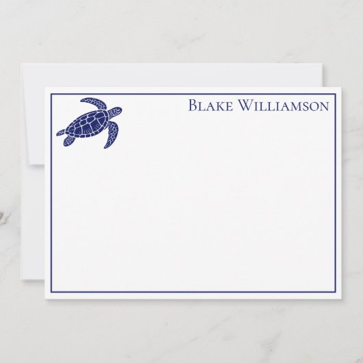 DIY Kleuren Zee Schildpad #6 Ingelijste Blauw Notitiekaartje (Voorkant)