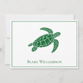 DIY Kleuren Zee Schildpad #6 Ingelijste Blauw Notitiekaartje (Voorkant)