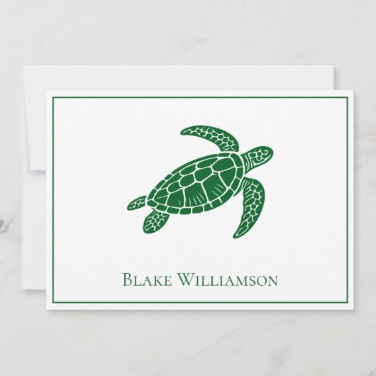 DIY Kleuren Zee Schildpad #6 Ingelijste Blauw Notitiekaartje (Voorkant)