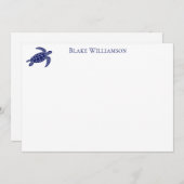 DIY Kleuren Zee Schildpad #6NF Blauw Notitiekaartje (Voorkant / Achterkant)