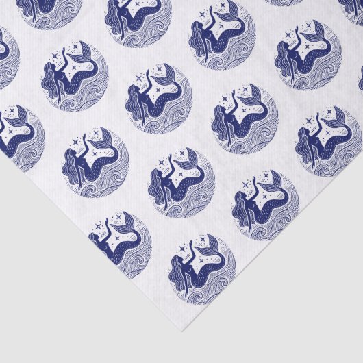 DIY Kleuren Zwoele Zeemeermin In Golven Blauw Tissuepapier (Detail)