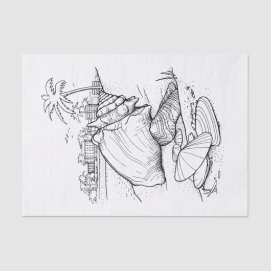 DIY-kleurenbalkthema's, palmbomen - zwart Tissuepapier (Voorkant)