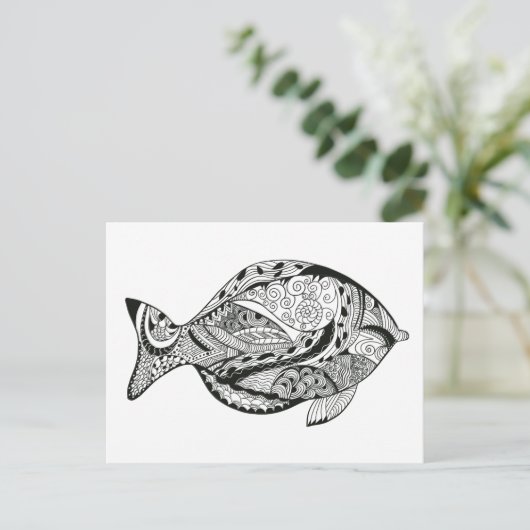 DIY-kleurstof in het ontwerp van de vislijn Briefkaart (Staand voorkant)