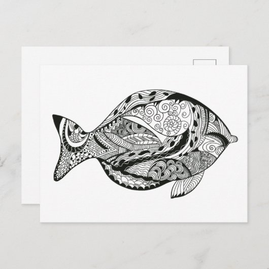 DIY-kleurstof in het ontwerp van de vislijn Briefkaart (Voorkant / Achterkant)