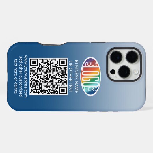 DIY Kleurverloop · Business Logo & QR Code iPhone Hoesje (Achterkant horizontaal)