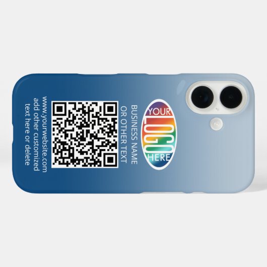 DIY Kleurverloop · Zakelijke Logo & QR Code Stoer Case-Mate iPhone Case (Achterkant (horizontaal))