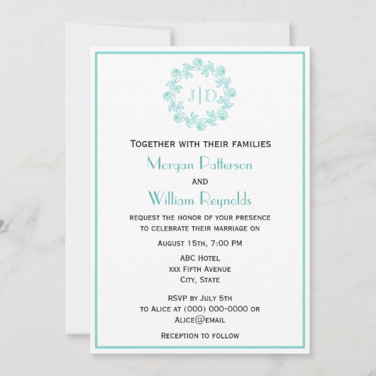 DIY Krans van Rozen 2 Initiaal Bruiloft Monogram C Kaart (Voorkant)