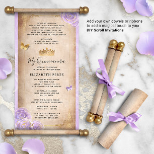 DIY Light Paars Gold Quince Scroll Invitations