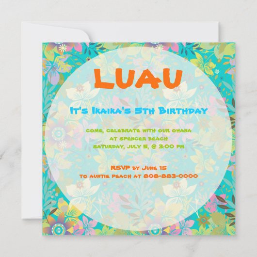 DIY / luau, aanpasbare achtergrond/tekstkleuren Kaart (Achterkant)