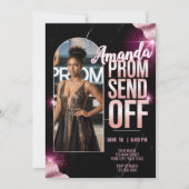 DIY Luxe Prom Stuur Off Zwart Roze Marmer Kaart (Voorkant)