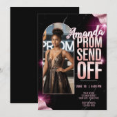 DIY Luxe Prom Stuur Off Zwart Roze Marmer Kaart (Voorkant / Achterkant)