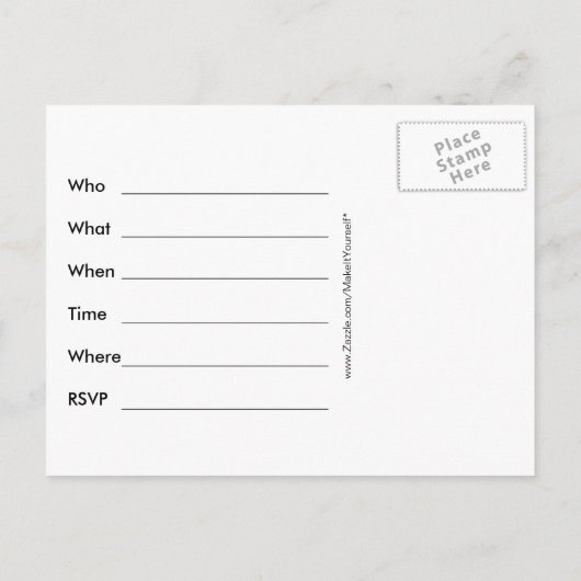 DIY Make It Yourself Verjaardagsfeest Uitnodiging (Achterkant)