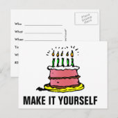 DIY Make It Yourself Verjaardagsfeest Uitnodiging  Briefkaart (Voorkant / Achterkant)