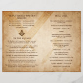 DIY Masonic Program Sjabloon Freemason Stationery (Achterkant)