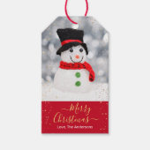 DIY Merry Kerstmis, naam, Kleine Snowman, Glitter Cadeaulabel (Voorkant)