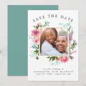 DIY Modern Foto roze Floral Waterverf Peony Save The Date (Voorkant / Achterkant)