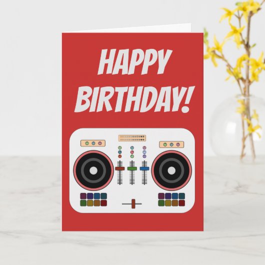 DIY Moderne DJ Birthday Card Kaart (Gele Bloem)