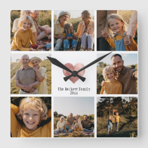 DIY Moderne reeks Foto Collage Roos Gold Heart Vierkante Klok