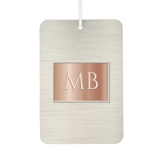DIY Monogram, Geborsteld Staal & Roos Goud Metaal Luchtverfrisser (Voorkant)
