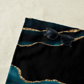 DIY Monogram & Gold Name, Black Gold & Blauwgroen  Strandlaken (In situ)