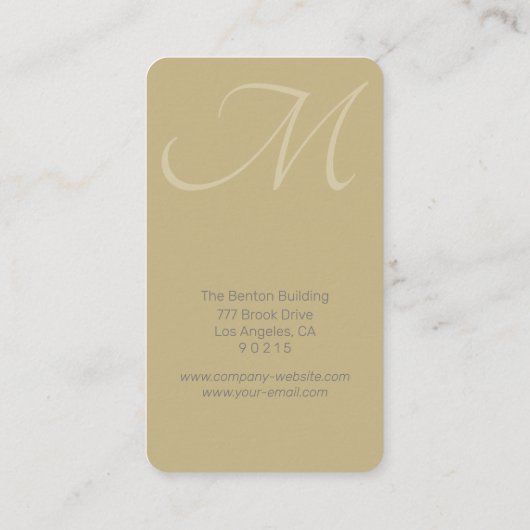 DIY Monogram Info, Elegant Zwart/Wit Goud Marmer Visitekaartje (Achterkant)