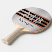 DIY Monogram & naam, Bk/Roos Gold Stripes, zilver Tafeltennisbatje (Voorkant Gekanteld)