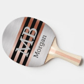 DIY Monogram & naam, Bk/Roos Gold Stripes, zilver Tafeltennisbatje (Zijkant)