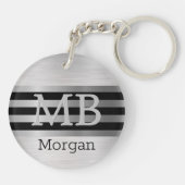 DIY-monogram/naam Bk/zilverstrips geborsteld zilve Sleutelhanger (Achterkant)