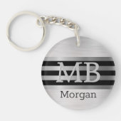 DIY-monogram/naam Bk/zilverstrips geborsteld zilve Sleutelhanger (Voorkant)