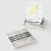 DIY-monogram/naam Bk/zilverstrips geborsteld zilve Stenen Onderzetter (Zijkant)