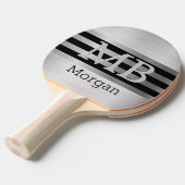 DIY-monogram/naam Bk/zilverstrips geborsteld zilve Tafeltennisbatje (Voorkant Gekanteld)