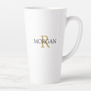 DIY Monogram & naam, eenvoudig ontwerp, goud en zw Latte Mok