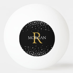 DIY Monogram & naam Gold/White, diamanten op zwart Pingpongbal