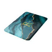 DIY Monogram/Naam Goud/Wit, Zwart/Blauwgroen Agaat Badmat (Gekanteld)