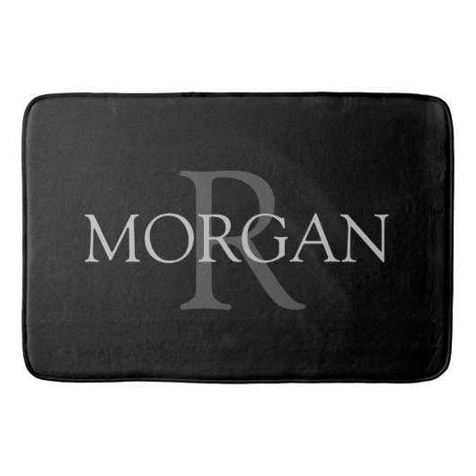 DIY Monogram & naam, Klassiek zwart met grijze tek Badmat (Voorkant)