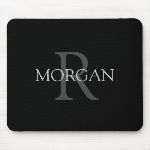 DIY Monogram & naam, Klassiek zwart met grijze tek Muismat