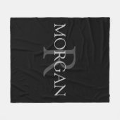 DIY Monogram & naam, Trendy Black met grijze tekst Fleece Deken (Voorkant (Horizontaal))