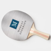 DIY Monogram & Naam Wh/Blauwgroen, Blauw, Geborste Tafeltennisbatje (Zijkant)