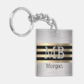 DIY Monogram & naam, Yel Gold/Black, geborsteld zi Sleutelhanger (Voorkant Links)